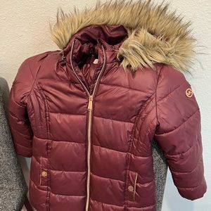 Girls Michael Kors maroon puffer coat 6X